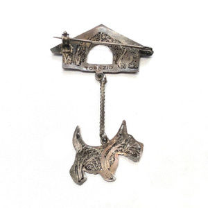 Topazio Jewelry - Topazio Portugal Scottie Dog House Sterling Brooch Topazio Jewelry - Topazio Portugal Scottie Dog House Sterling Brooch